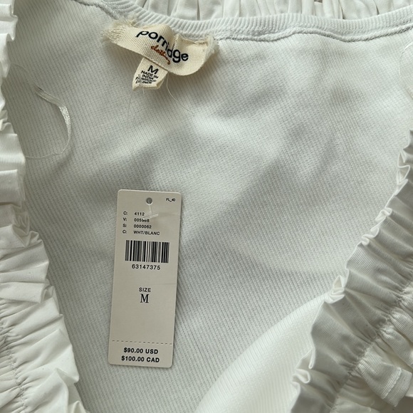 1 shoulder white ruffle shirt. By porridge. New with tags. Ribbed texture body. - Picture 3 of 6